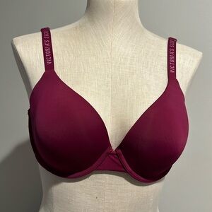 Victoria’s Secret, t shirt lightly lines semi bra, maroon color